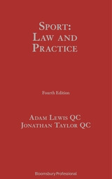 Red leather book cover with gold lettering 'Sport: Law and Practice'