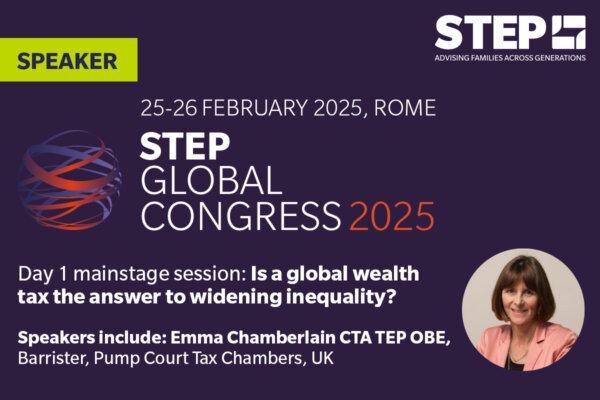 Emma Chamberlain speaking at STEP Global Congress 2025 in Rome