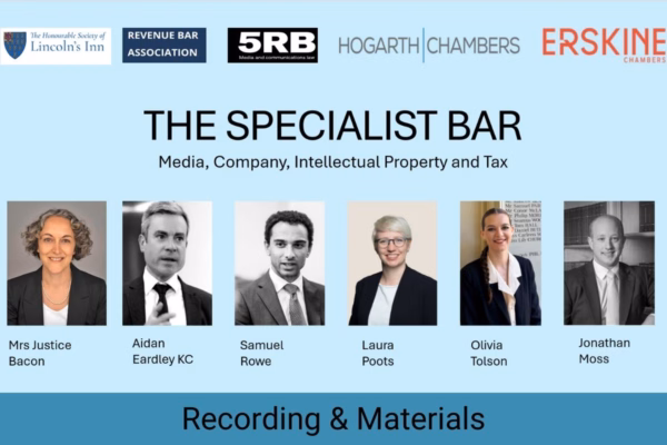 Pupillage at the Specialist Bar: recording and materials