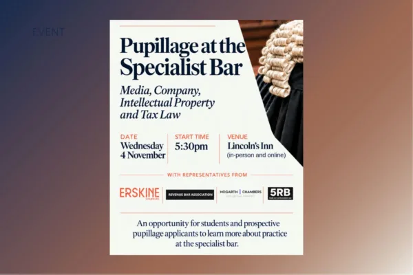 Pupillage at the Specialist Bar: Wednesday, 4th November 2026